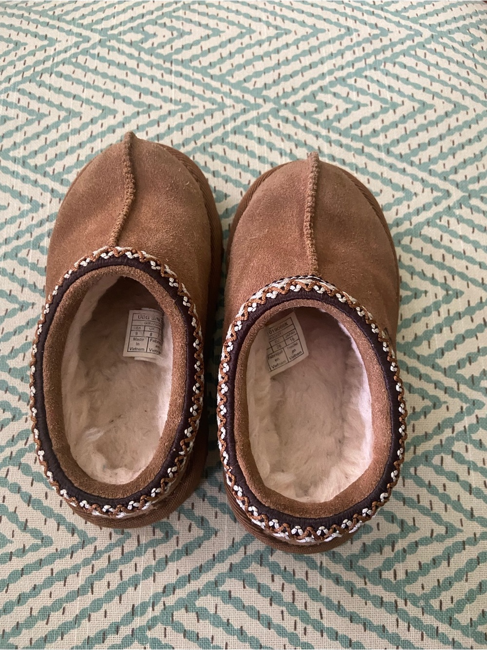 UGG Chestnut Suede Shearling-Lined Slip-On